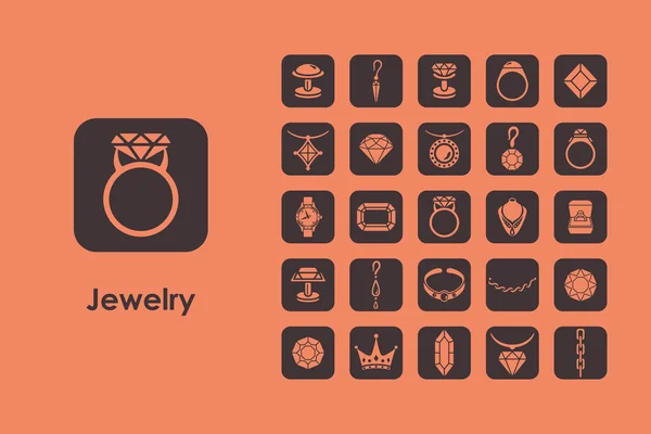 Set of jewelry simple icons — Stock Vector