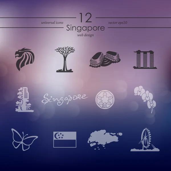 Reihe von Singapore-Symbolen — Stockvektor