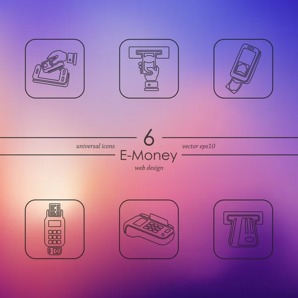 Set of e-money icons — Stock Vector