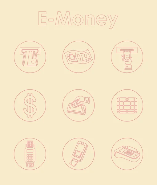 Set of e-money icons — Stock Vector