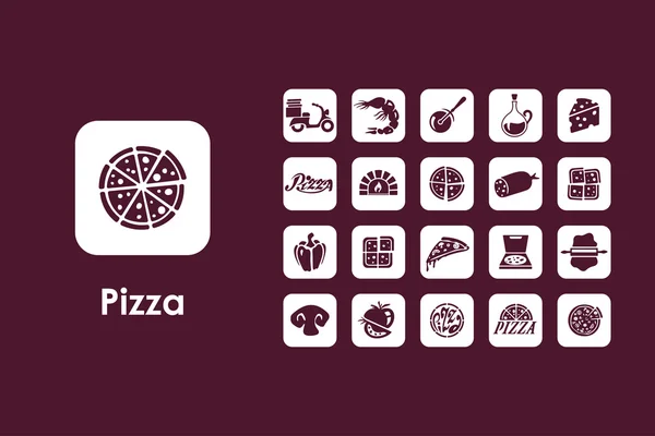 Conjunto de iconos simples pizza — Vector de stock