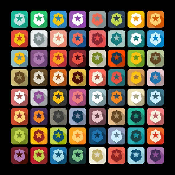 Icônes de badge de police coloré — Image vectorielle
