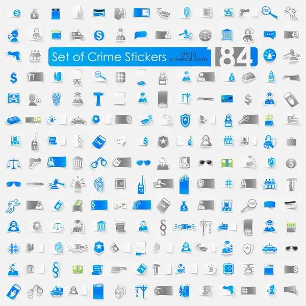 Set van misdaad stickers — Stockvector
