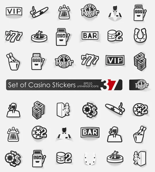 Conjunto de adesivos de casino —  Vetores de Stock