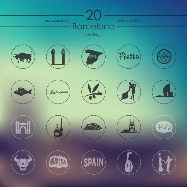 Reihe von Barcelona-Ikonen — Stockvektor
