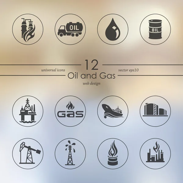 Conjunto de iconos de petróleo y gas — Vector de stock