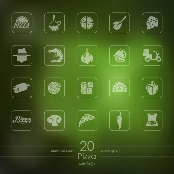 Conjunto de iconos de pizza — Vector de stock