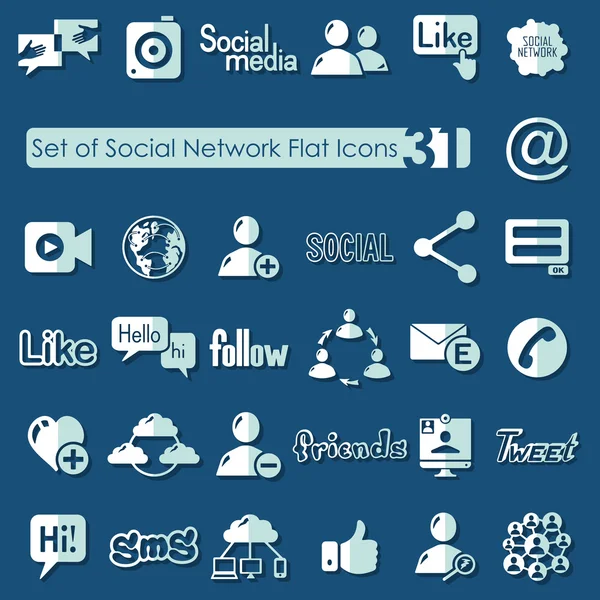 Conjunto de ícones de rede social — Vetor de Stock