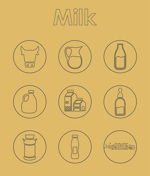 Sada jednoduchých ikon mléka — Stockový vektor