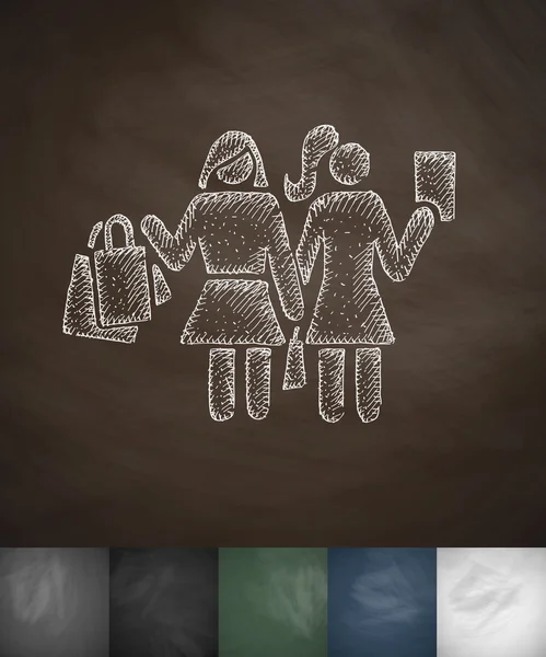 Zwei Mädchen mit Einkaufstaschen-Symbol. — Stockvektor