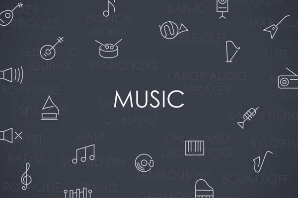 Música Thin Line Iconos — Vector de stock