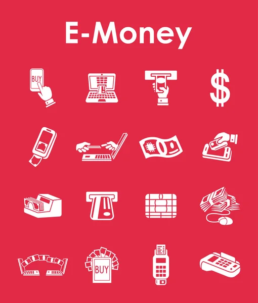 Set of e-money simple icons — Stock Vector