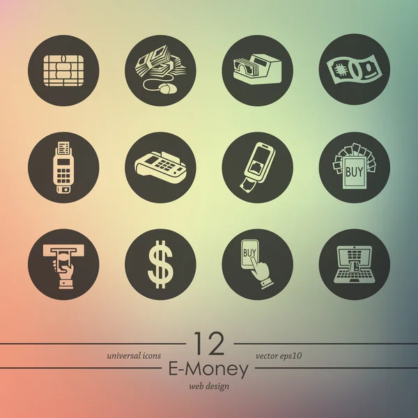 Set of e-money icons — Stock Vector