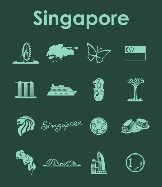 Ensemble d'icônes simples Singapour — Image vectorielle