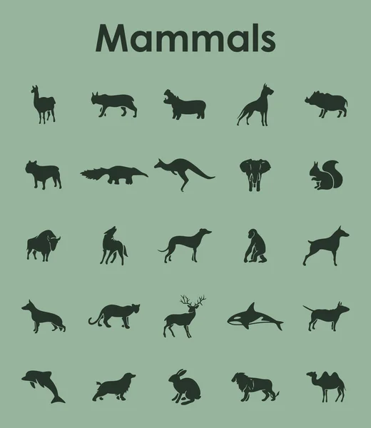Conjunto de mamíferos iconos simples — Archivo Imágenes Vectoriales