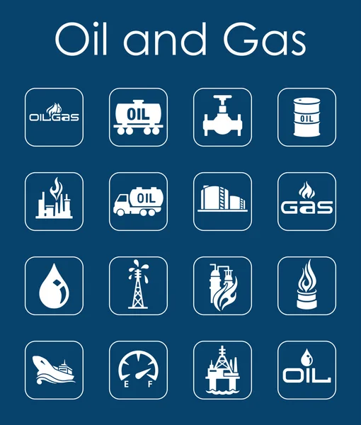 Conjunto de iconos simples de petróleo y gas — Vector de stock