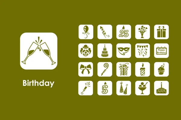 Conjunto de iconos simples de cumpleaños — Vector de stock