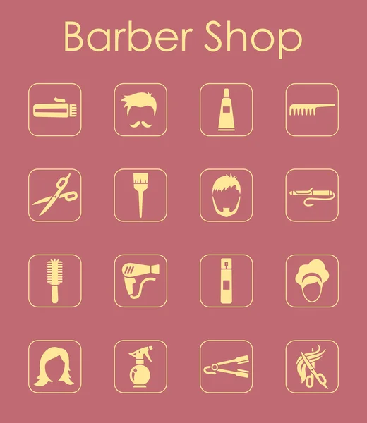 Uppsättning barbershop enkla ikoner — Stock vektor