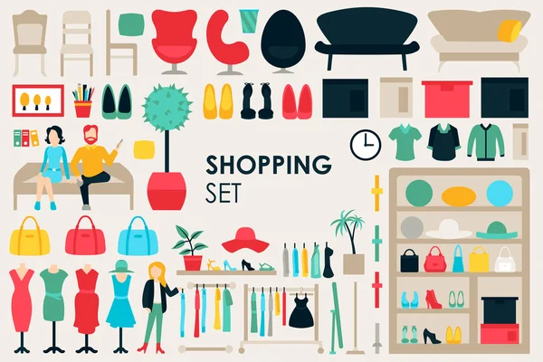 Shopping Big Collection en design plat — Image vectorielle