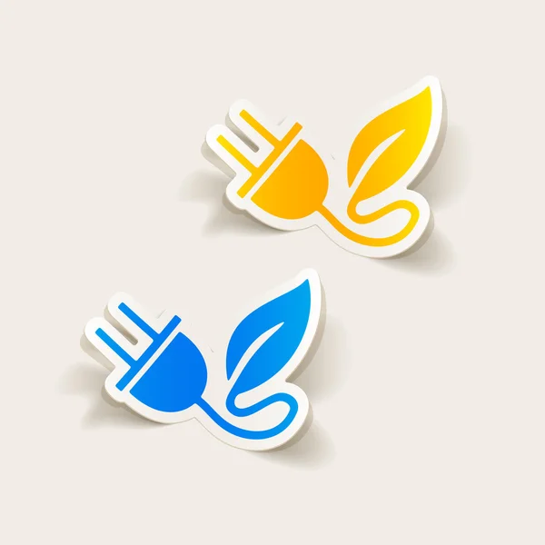 Ícones de conceito de folha de eco plug colorido — Vetor de Stock