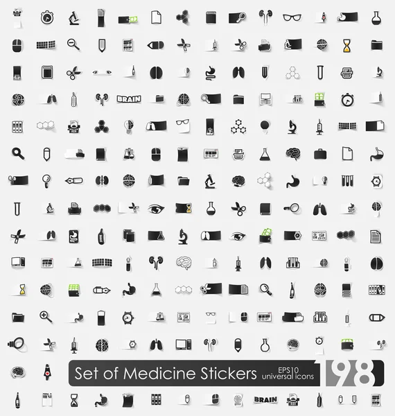 Conjunto de adesivos de medicina — Vetor de Stock