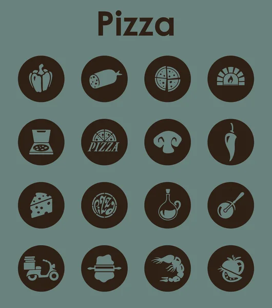 Conjunto de iconos simples pizza — Vector de stock