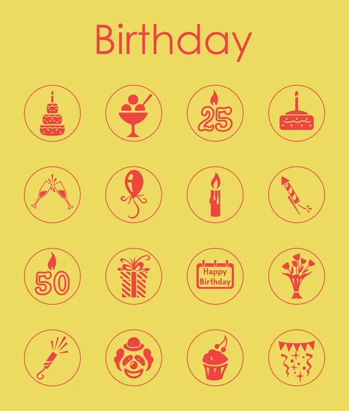 Conjunto de iconos simples de cumpleaños — Archivo Imágenes Vectoriales