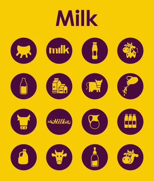 Set of milk simple icons — Stock Vector