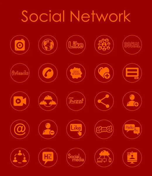 Set di icone semplici del social network — Vettoriale Stock