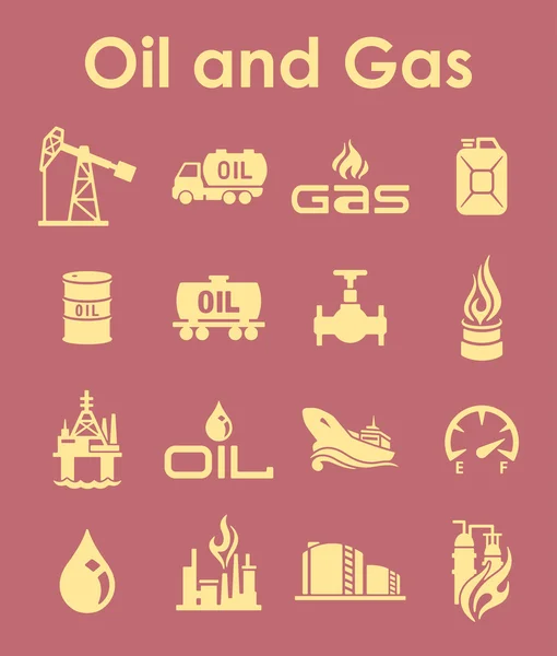 Set of oil and gas simple icons — Stock Vector