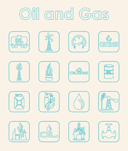 Set of oil and gas simple icons — Stock Vector