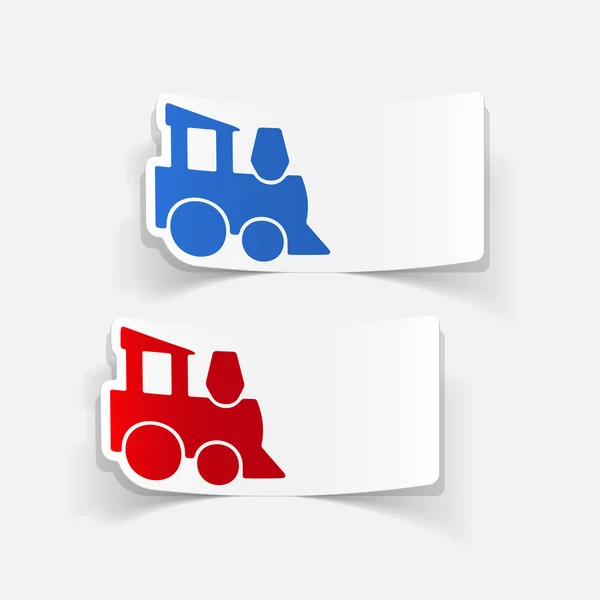 Ícones coloridos do trem do brinquedo das crianças — Vetor de Stock