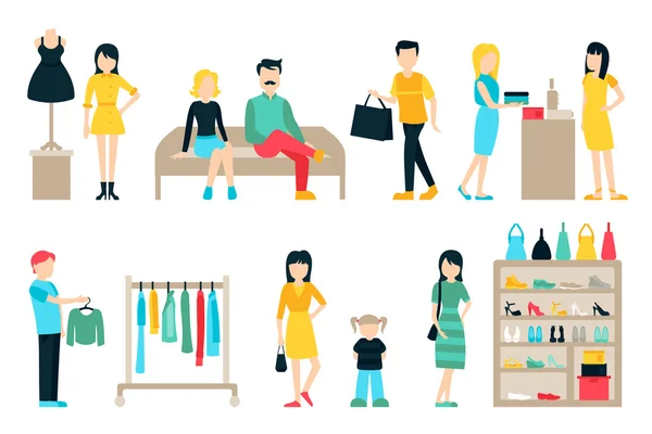 Shopping und Versand Flat Icons Set. — Stockvektor