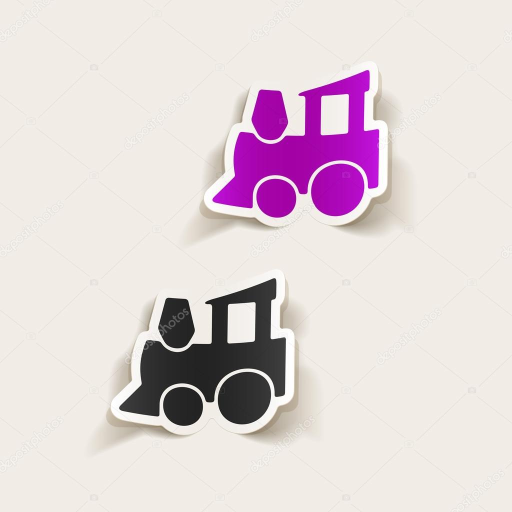 Elemento di disegno realistico icone di treni giocattolo colorato per bambini — Vettoriali di Palau83