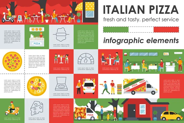 Éléments infographiques de la pizza italienne — Image vectorielle