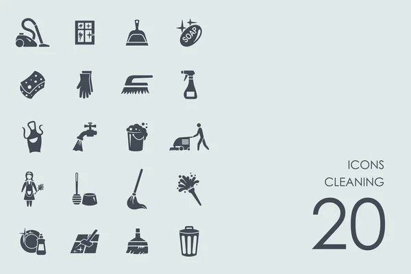Set di icone di pulizia — Vettoriale Stock