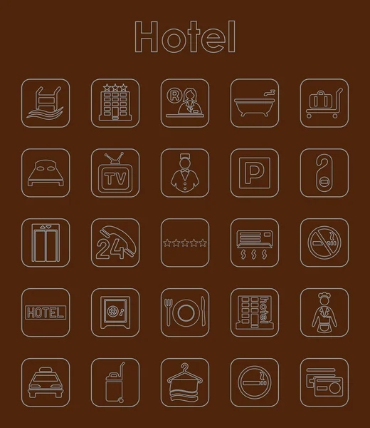 Set van de eenvoudige pictogrammen hotel — Stockvector