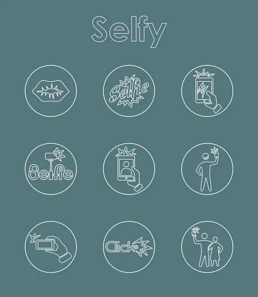 Conjunto de selfie iconos simples — Vector de stock