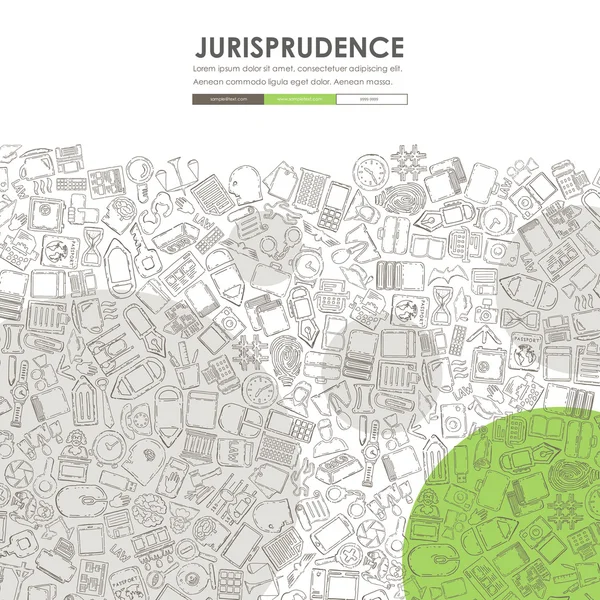 Jurisprudence Doodle Template Design — Stock Vector