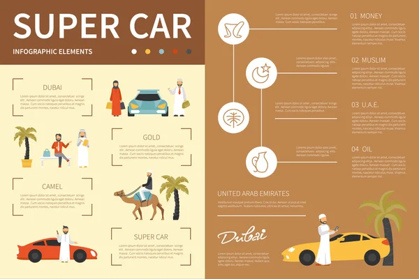 Illustration plate infographique super voiture — Image vectorielle