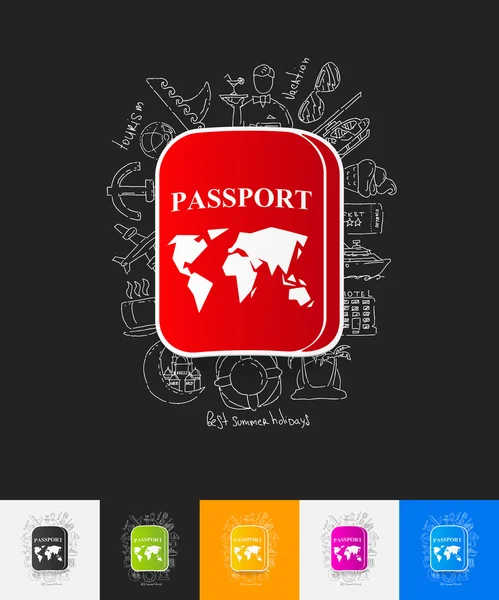Autocollant en papier passeport — Image vectorielle