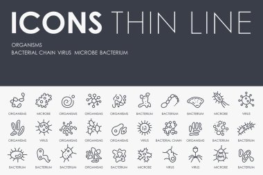 Organisms Thin Line Icons clipart