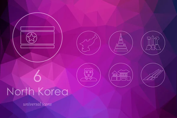 Set van Noord-Korea pictogrammen — Stockvector