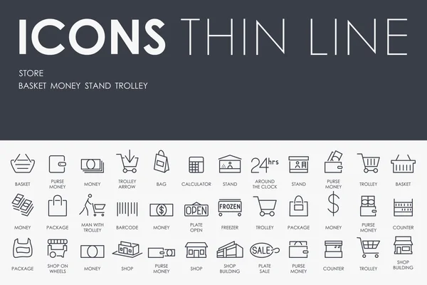 Thin Line Icons speichern — Stockvektor