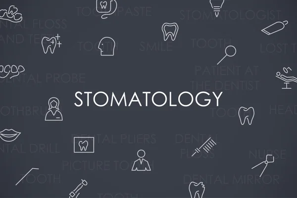 Stomatologie Icônes de ligne mince — Image vectorielle