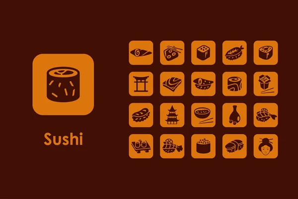 Set of sushi simple icons — Stock Vector