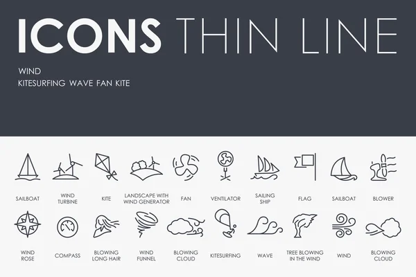 Wind Thin Line Icons — Stock Vector