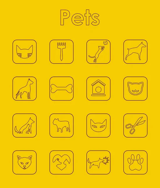 Set of pets simple icons — Stock Vector