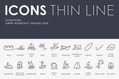 Su spor ince çizgi simgeler