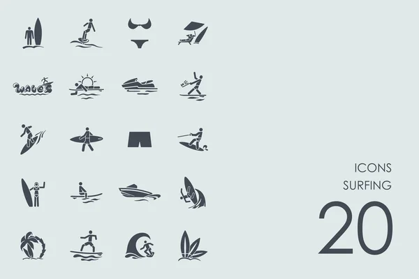 Set van surfen pictogrammen — Stockvector